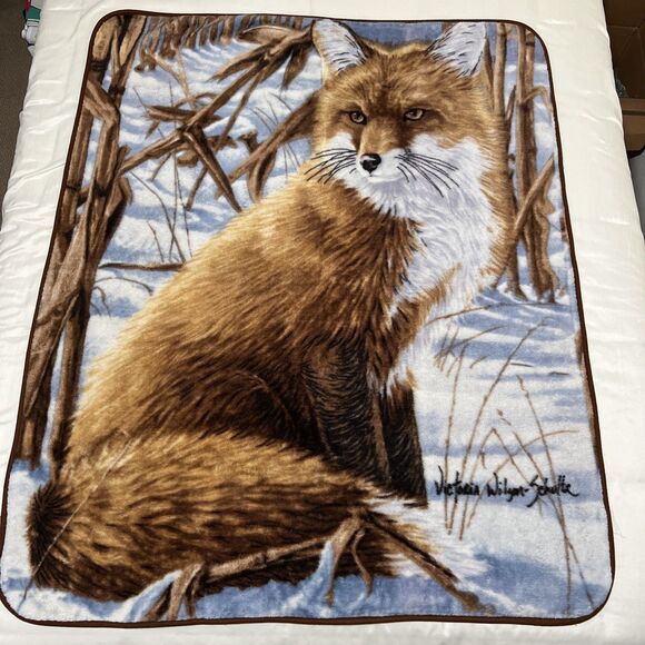 Fox Snow Victoria Wilson-Schultz Plush Throw Blanket Northwest Company 48x59" - Picture 1 of 14
